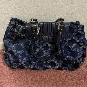 Coach signature blue leather satchel bag
